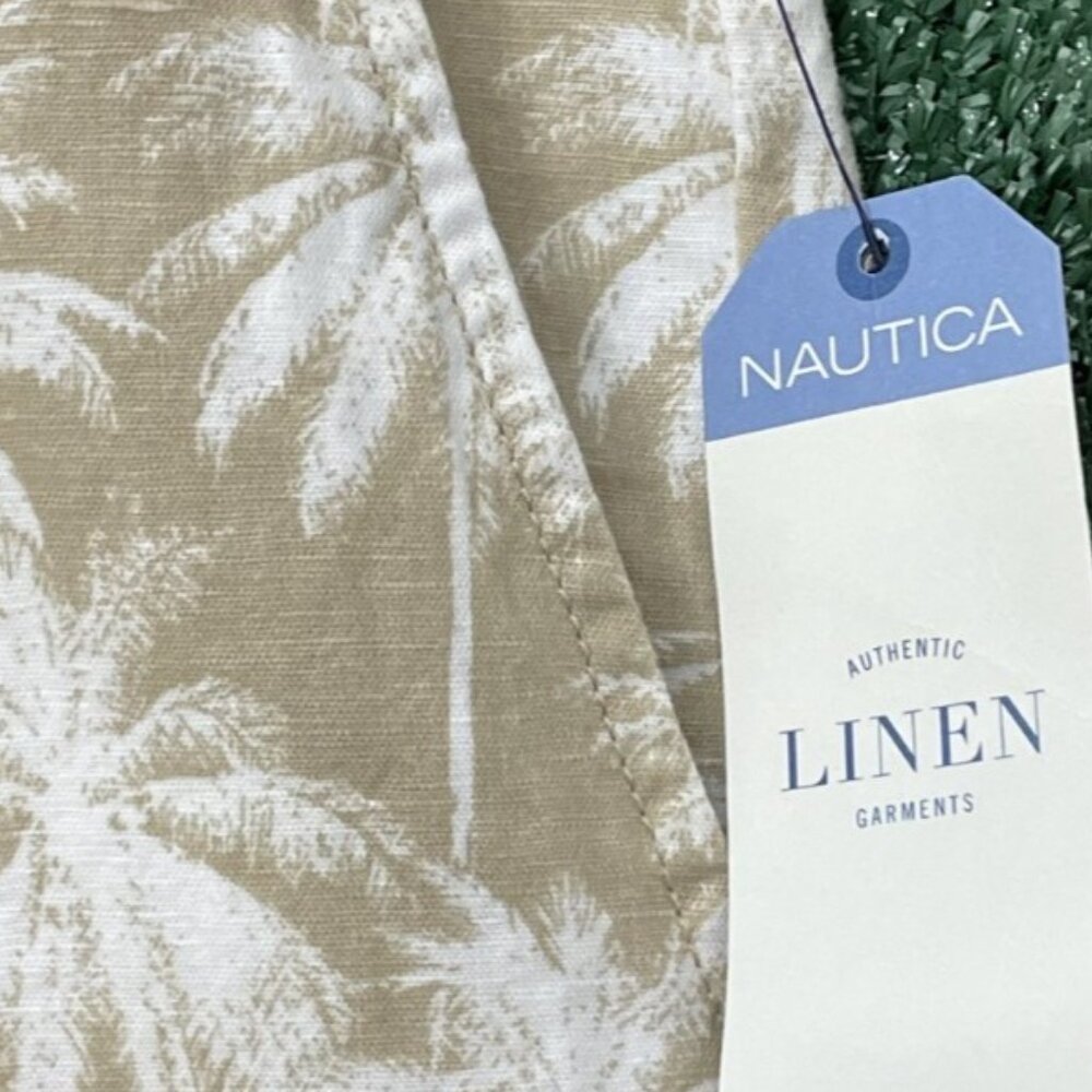 NAUTICA Beige Palm Trees Classic Fit Linen Blend Chino Shorts NWT 42W - Picture 3 of 10